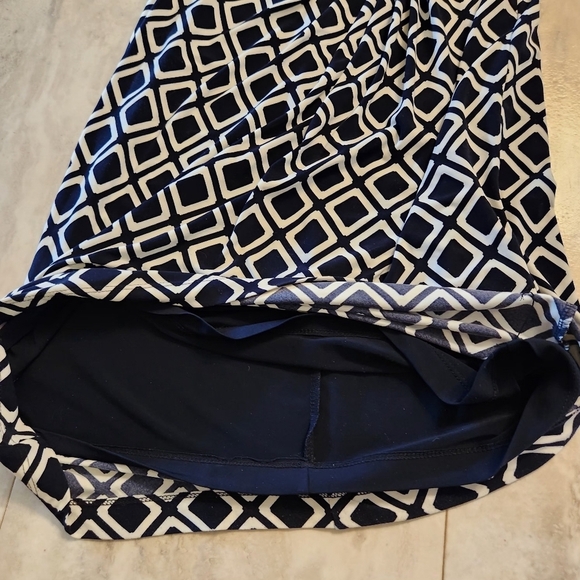 Lauren Ralph Lauren Shift Dress Sz: 8 Navy and White Geometric Dress - Picture 11 of 13